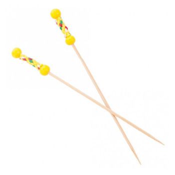 BAMBOO SKEWER, 120mm dia. 2mm, with Yellow Cord