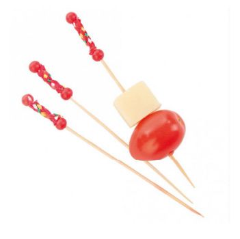 BAMBOO SKEWER, 120mm dia. 2mm, with Red Cord