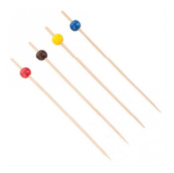 BAMBOO SKEWER, 150mm dia. 2mm, Red, Blue, Yellow and Green Balls